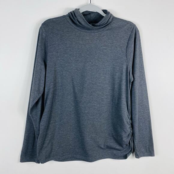 Coldwater Creek Size XL 16 Long Sleeve Side Ruched Turtleneck Top Gray - Picture 1 of 6